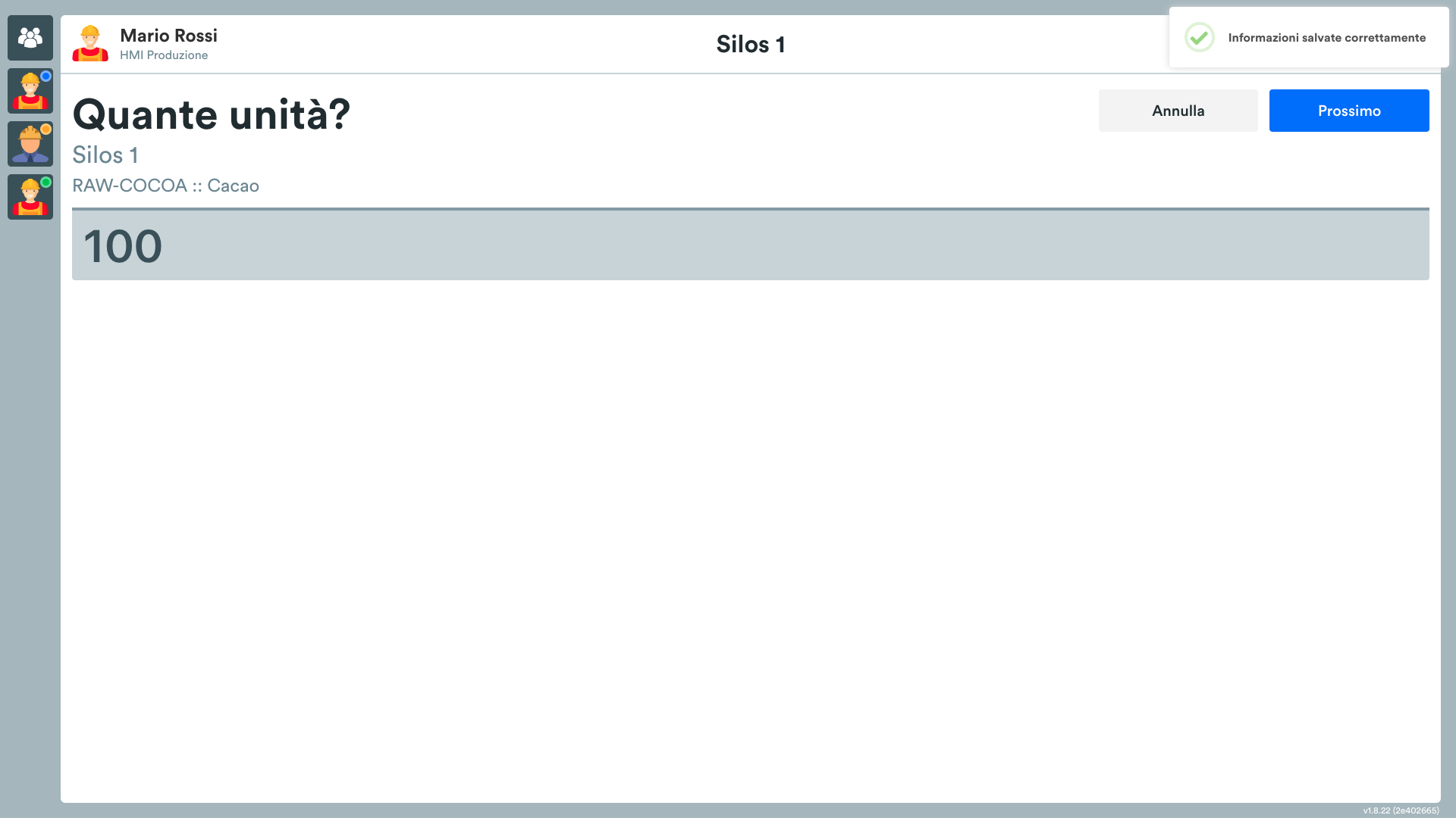 Containers > actions > quantity > load 1/3