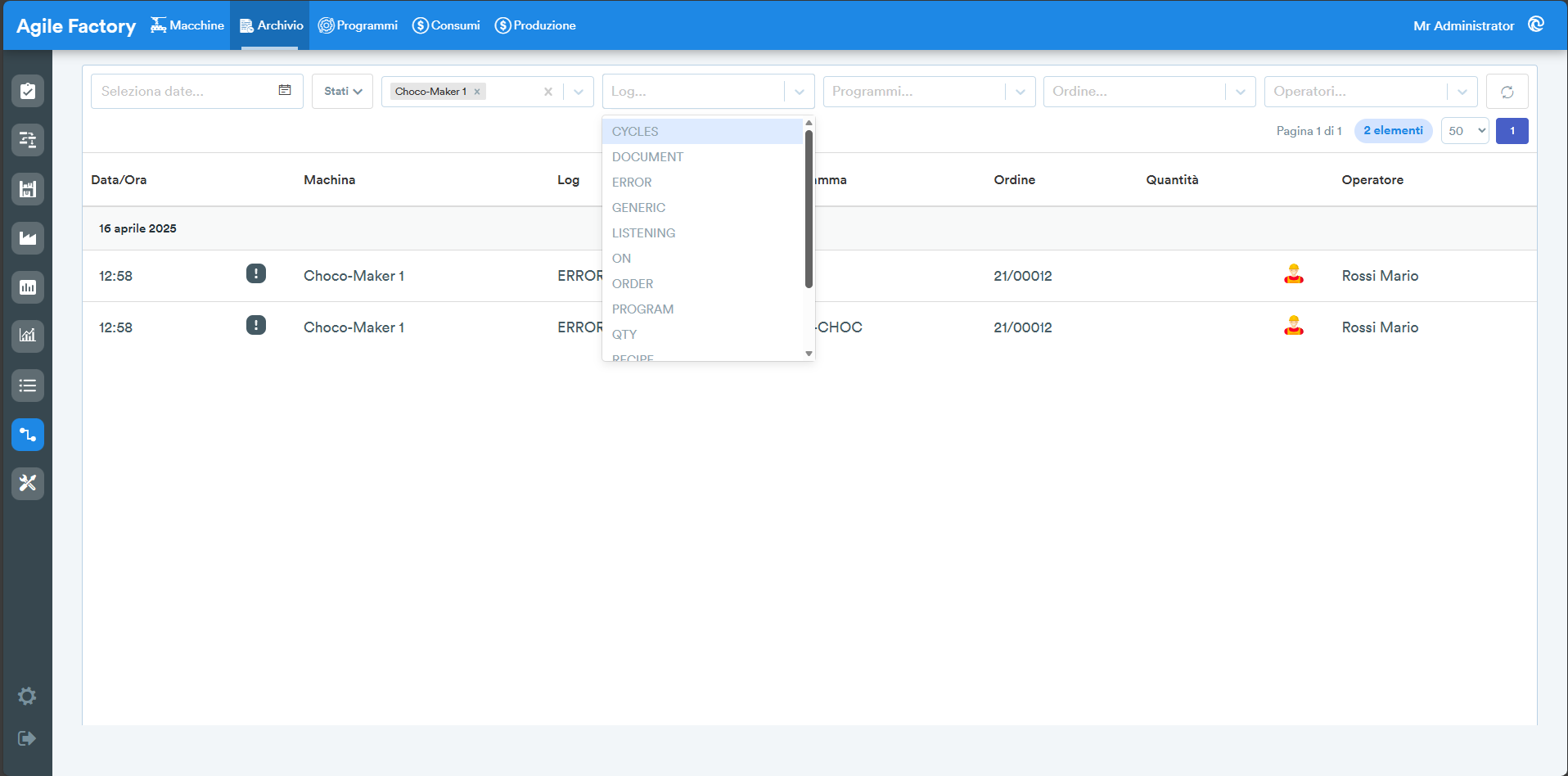 Machines logs filters