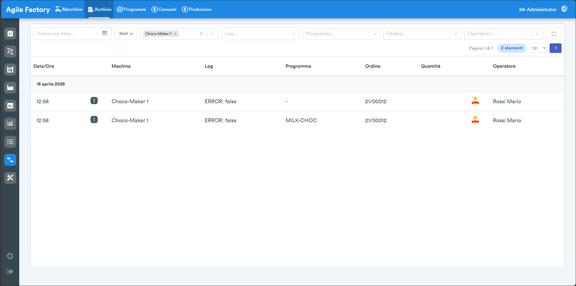 Machines logs filters