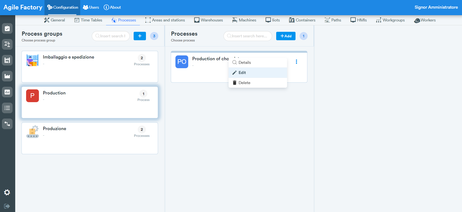 Process menu